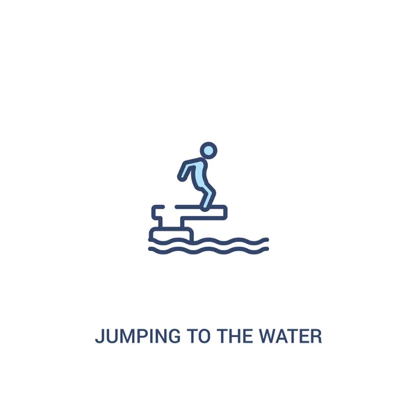 Saltar al concepto de agua 2 icono de color. elemento de línea simple — Vector de stock