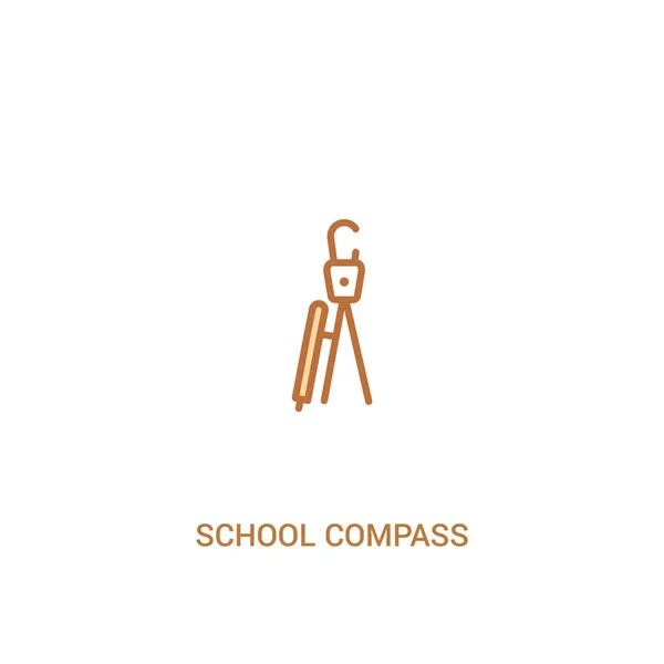 Koncept školního kompasu 2 Barevná ikona. jednoduchý přímový prvek Illus — Stockový vektor