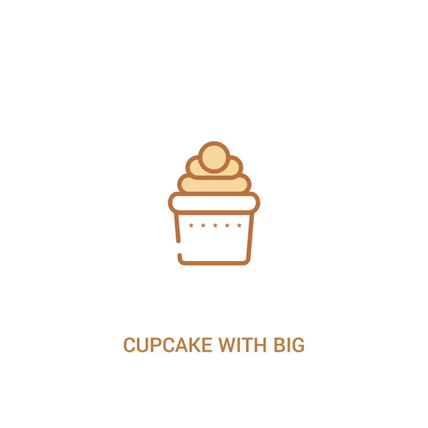 Cupcake con gran concepto de cereza 2 icono de color. línea simple elem — Archivo Imágenes Vectoriales