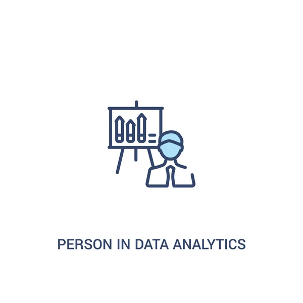 Osoba v prezentaci údajů analytics s grafikou na obrazovce — Stockový vektor