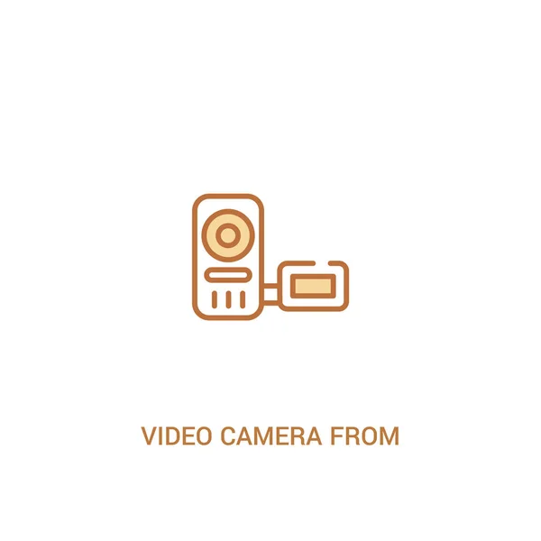 Kamera wideo z przodu koncepcji widoku 2 kolorowe ikony. proste li — Wektor stockowy