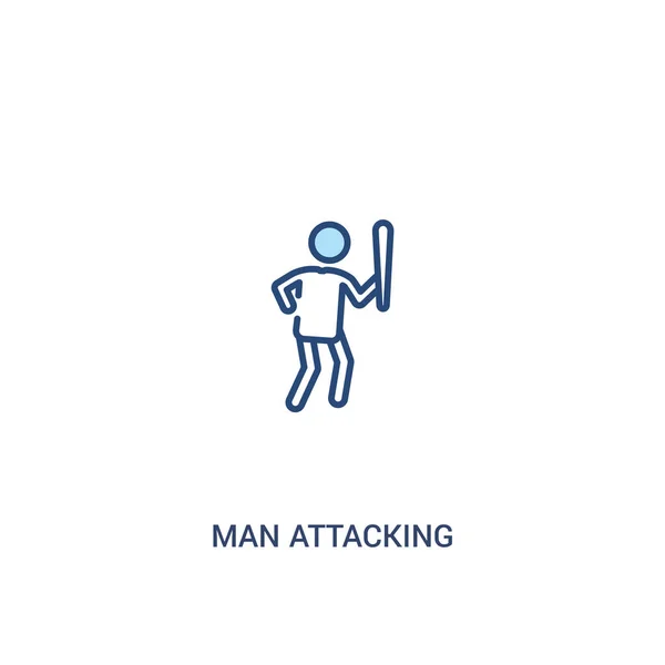 男子攻击概念2彩色图标。简单行元素 — 图库矢量图片