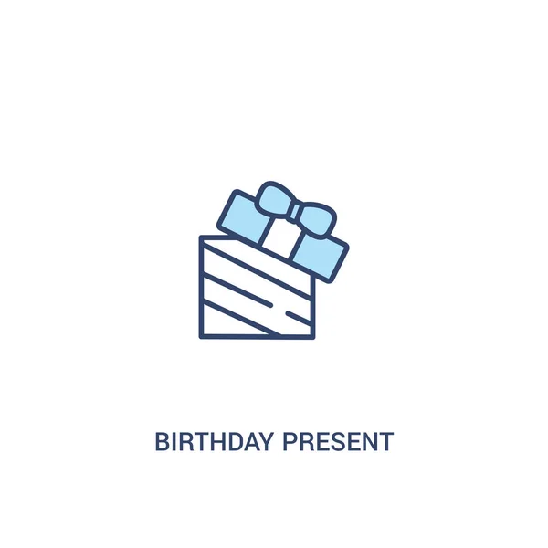 Concepto de regalo de cumpleaños 2 icono de color. elemento de línea simple mal — Archivo Imágenes Vectoriales