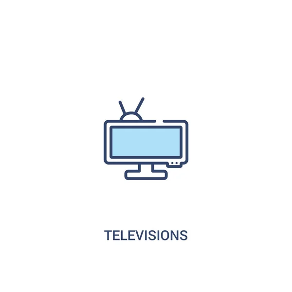 Konsep televisi 2 ikon berwarna. ilustra elemen baris sederhana - Stok Vektor