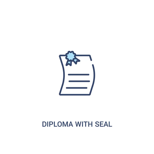 Diplom med Seal Concept 2 färgad ikon. enkelt linjeelement Il — Stock vektor