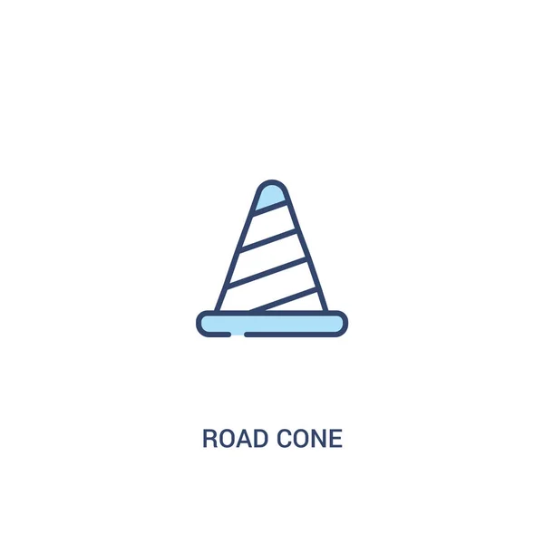 Concepto de cono de carretera 2 icono de color. elemento de línea simple illustrati — Vector de stock