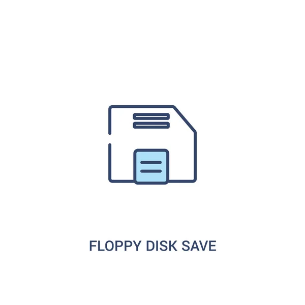 Floppy disk Save knop concept 2 gekleurd icoon. eenvoudige lijn elem — Stockvector