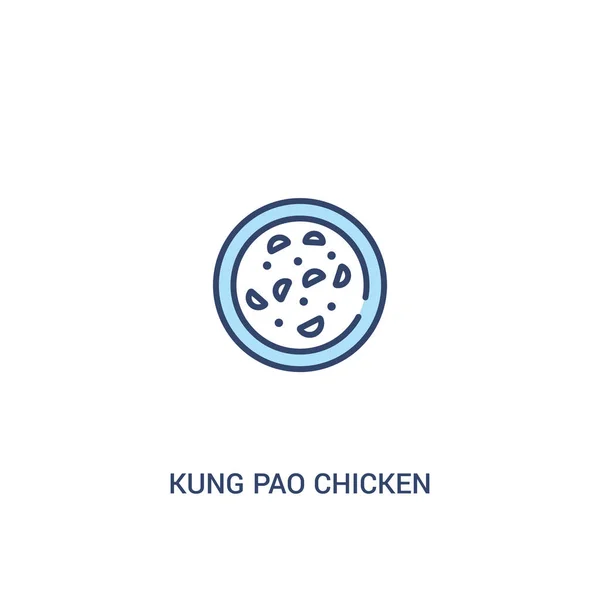 Kung pao poulet concept 2 icône de couleur. élément de ligne simple mal — Image vectorielle