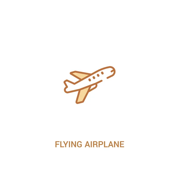 Flying airplane concept 2 colored icon. simple line element illu — Stock Vector