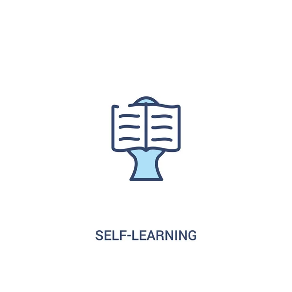 Self-learning concept 2 colored icon. simple line element illust — Stock Vector