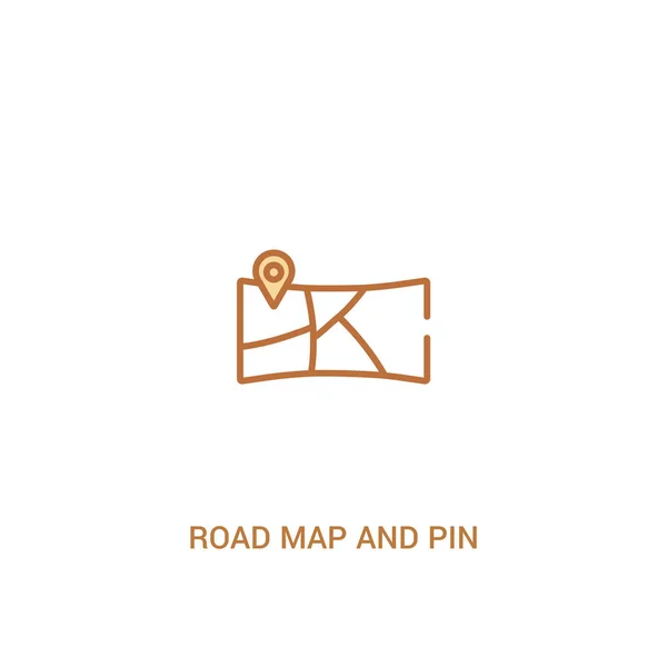 Road map and pin concept 2 ícone colorido. linha simples elemento doente — Vetor de Stock