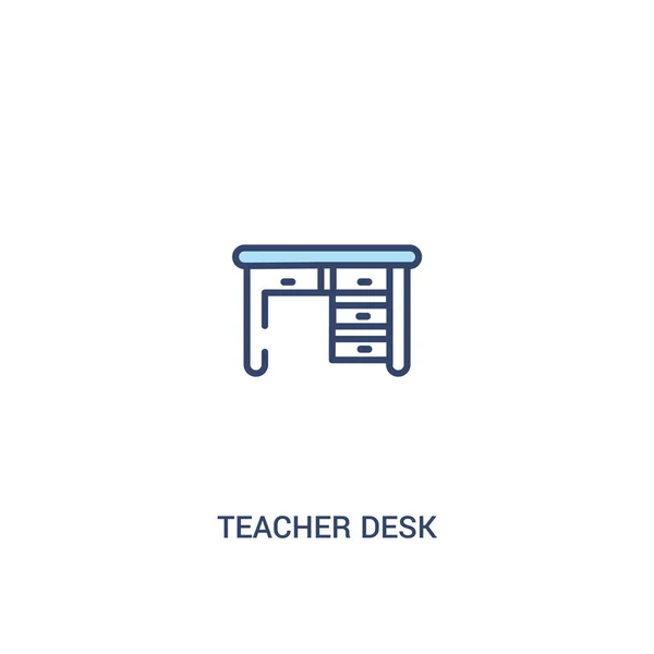 교사 책상 개념 2 컬러 아이콘입니다. 단순 선 요소 일러스트레이터 — 스톡 벡터