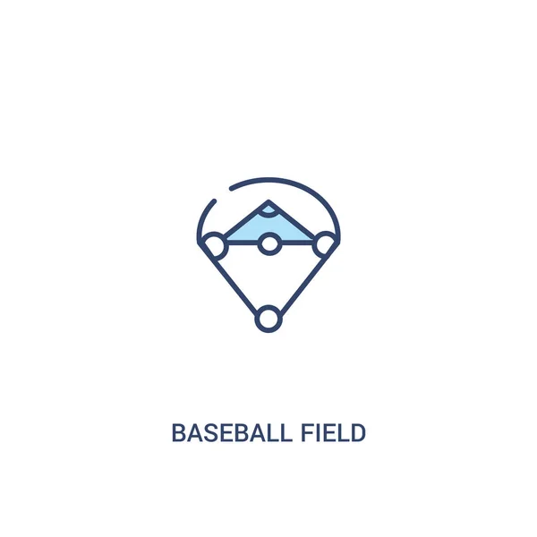 Baseballfeld-Konzept 2 farbiges Symbol. einfaches Linienelement illus — Stockvektor