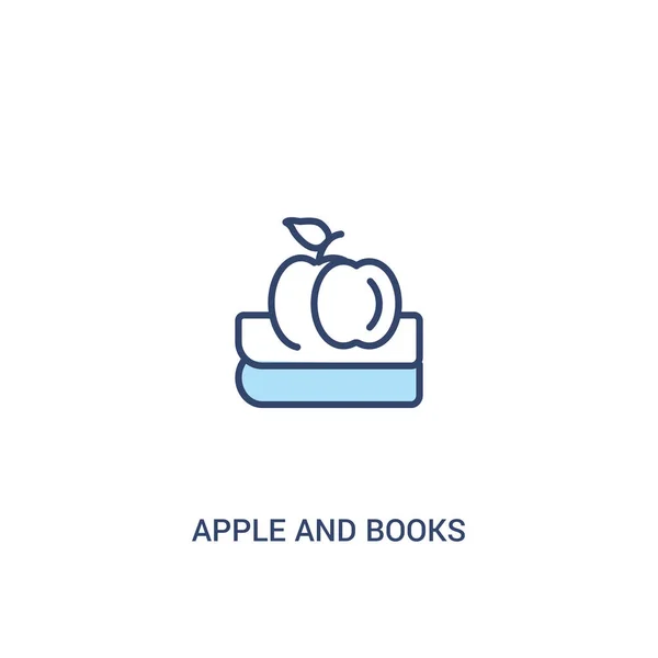 Apfel und Bücher Konzept 2 farbiges Symbol. einfaches Linienelement illu — Stockvektor