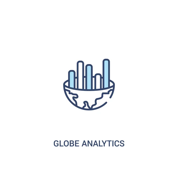 Globus-Analytik-Konzept 2 farbiges Symbol. einfaches Linienelement illu — Stockvektor