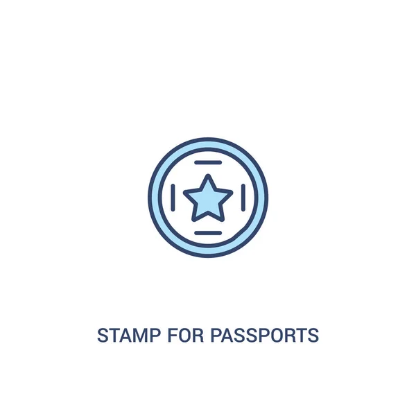 Sello para el concepto de pasaportes 2 icono de color. elemento de línea simple — Archivo Imágenes Vectoriales