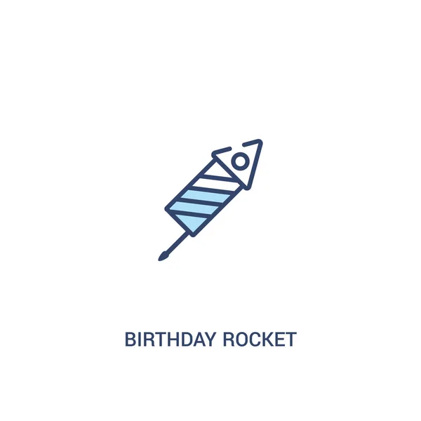 Concepto de cohete de cumpleaños 2 icono de color. elemento de línea simple illu — Archivo Imágenes Vectoriales