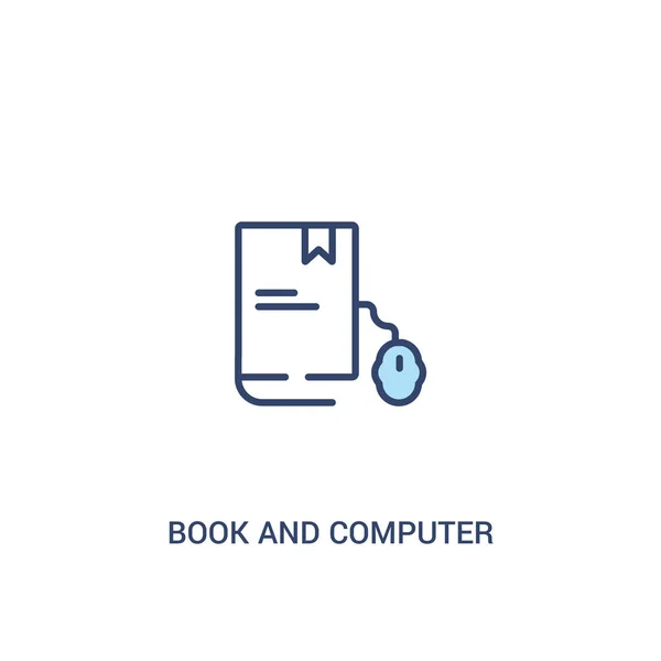 Książka i mysz komputerowa koncepcja 2 kolorowa ikona. prosta linia elem — Wektor stockowy