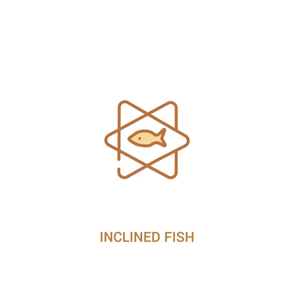 Inclined fish concept 2 colored icon. simple line element illust — Stock Vector