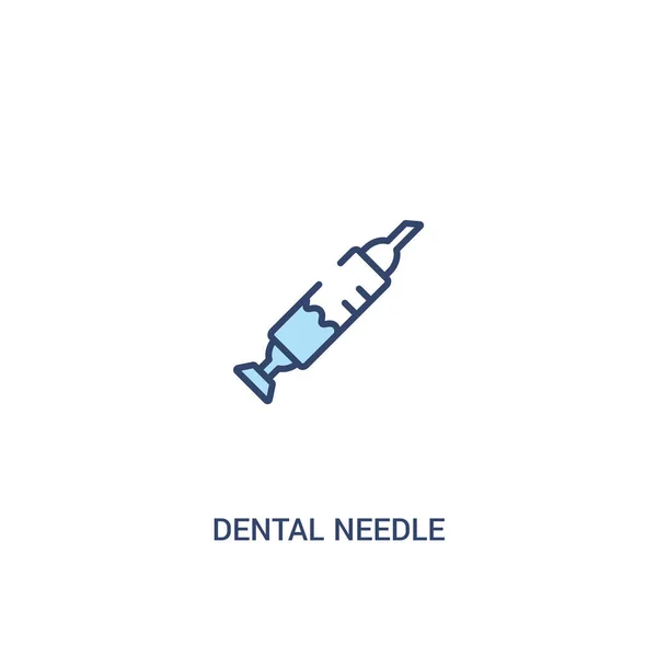 Concepto de aguja dental 2 icono de color. línea simple elemento illust — Archivo Imágenes Vectoriales