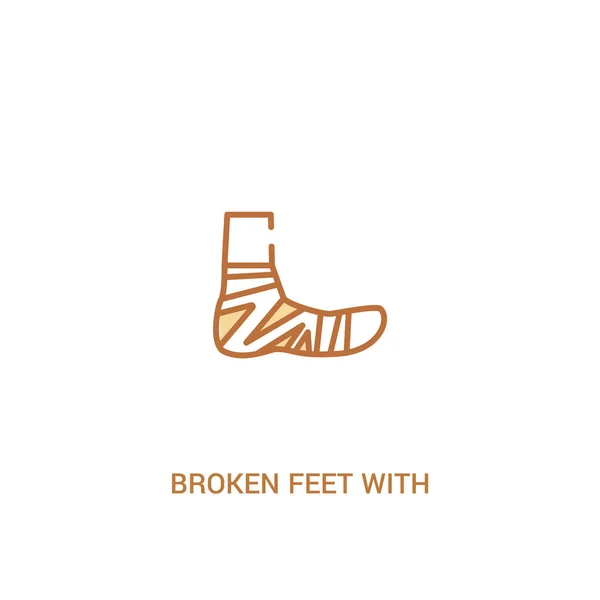 broken feet with bandage concept 2 colored icon. simple line ele