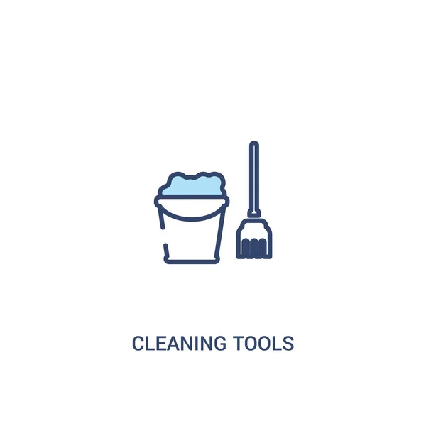 Εργαλεία καθαρισμού concept 2 έγχρωμο εικονίδιο. απλό στοιχείο γραμμής — Διανυσματικό Αρχείο