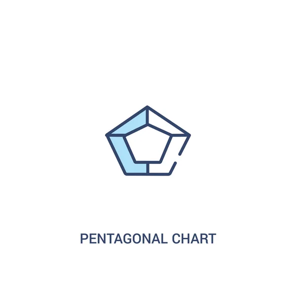 Pentagonal chart concept 2 colored icon. simple line element ill — Stock Vector