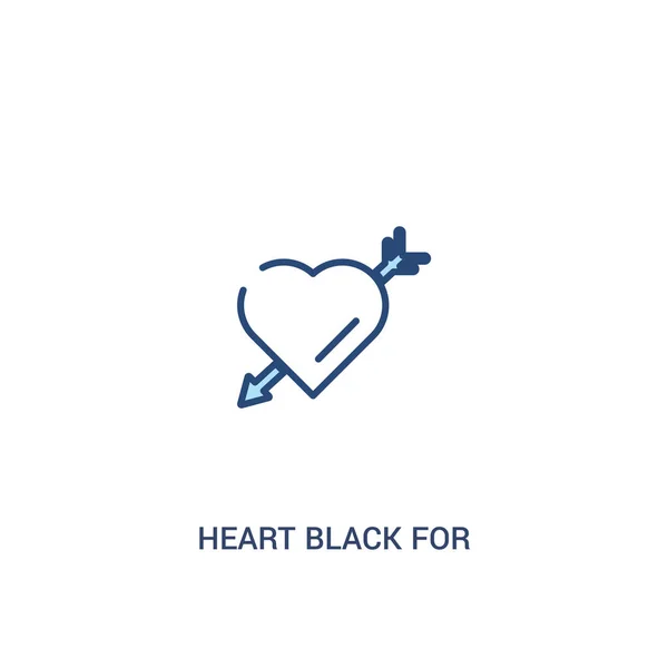 Szív fekete Valentin-koncepció 2 színes ikon. egyszerű e-line — Stock Vector
