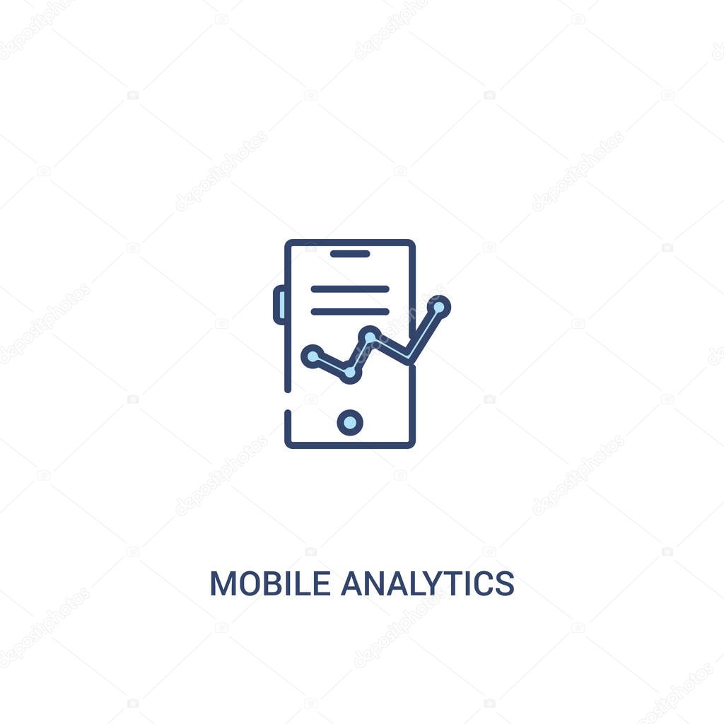 mobile analytics concept 2 colored icon. simple line element ill