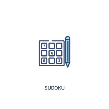 sudoku kavramı 2 renkli simge. basit çizgi elemanı illüstrasyon.