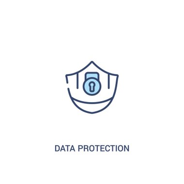veri koruma kavramı 2 renkli simgesi. basit çizgi elemanı illu