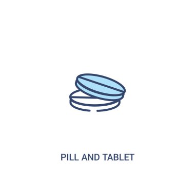 hap ve tablet kavramı 2 renkli simge. basit çizgi elemanı illu