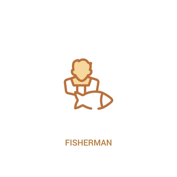 Concepto de pescador 2 icono de color. elemento de línea simple illustrati — Vector de stock