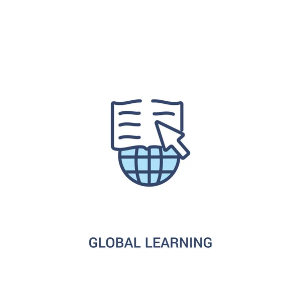 Conceito de aprendizagem global 2 ícone colorido. elemento de linha simples illu — Vetor de Stock