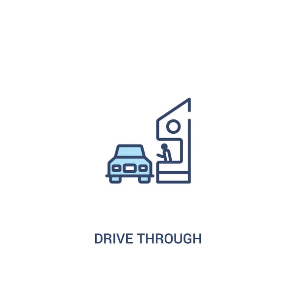 drive through concept 2 colored icon. simple line element illust