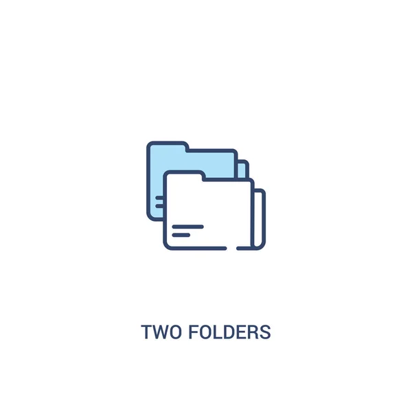 Deux dossiers concept 2 icône de couleur. élément de ligne simple illustra — Image vectorielle