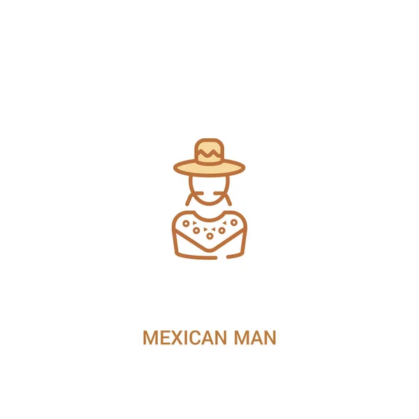 Hombre mexicano concepto 2 icono de color. elemento de línea simple illustra — Vector de stock