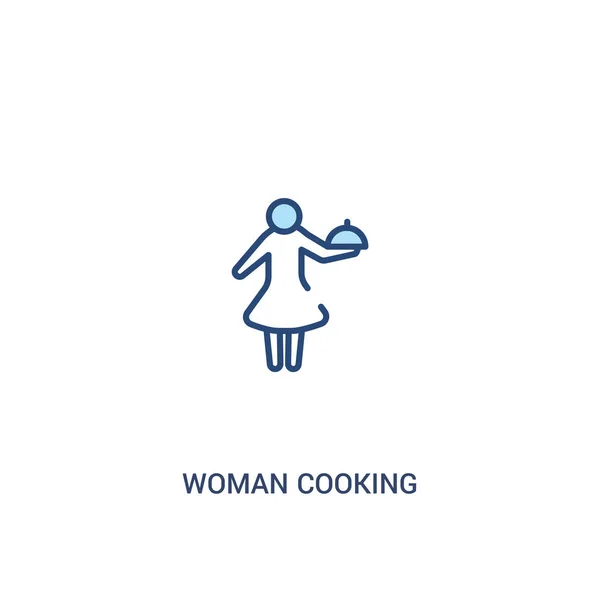 Concepto de cocina mujer 2 icono de color. línea simple elemento illust — Vector de stock