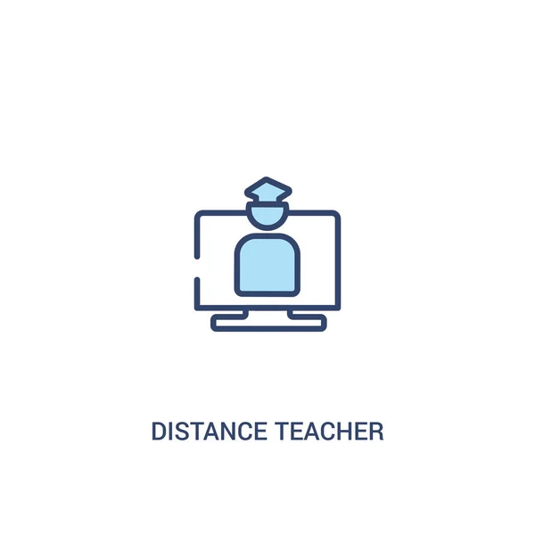 Distance teacher concept 2 colored icon. simple line element ill — Stock Vector