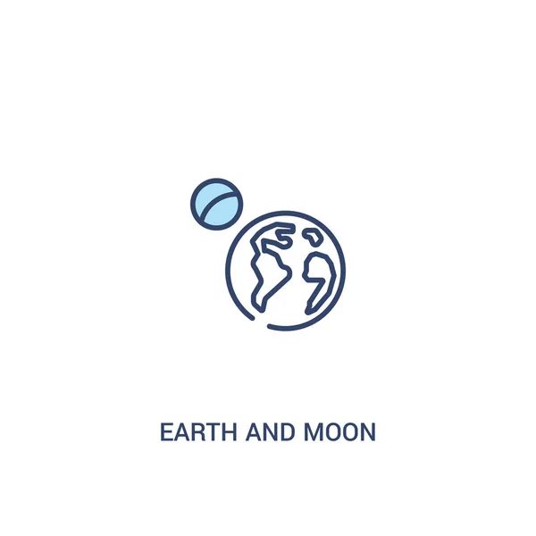 Concepto de la tierra y la luna 2 icono de color. línea simple elemento illus — Vector de stock