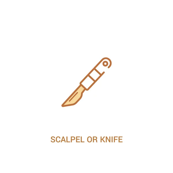 메스 또는 칼 의료 수술 절단 도구 개념 2 색 — 스톡 벡터