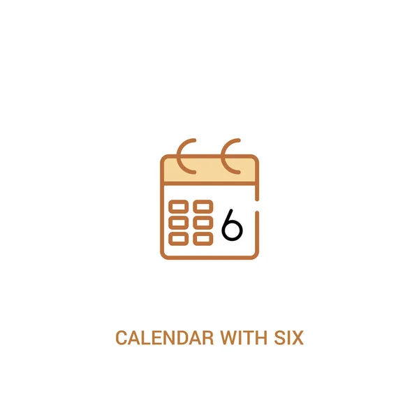 Calendrier avec six jours concept 2 icône de couleur. simple ligne eleme — Image vectorielle