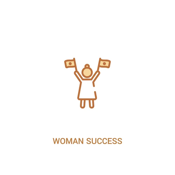 Kadın başarı kavramı 2 renkli simge. basit çizgi elemanı illust — Stok Vektör