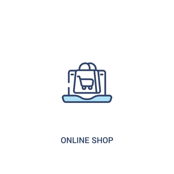 Онлайн магазин концепция 2 цветной значок. простая иллюстрация элемента строки — стоковый вектор