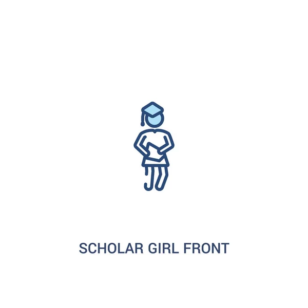 Scholar Girl front Concept 2 färgad ikon. enkelt linjeelement i — Stock vektor