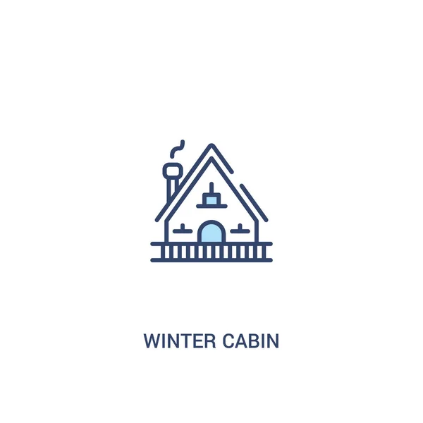 Concepto de cabina de invierno 2 icono de color. elemento de línea simple illustr — Archivo Imágenes Vectoriales