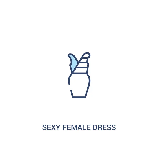 性感的女性礼服概念 2 彩色图标。简单行元素 il — 图库矢量图片