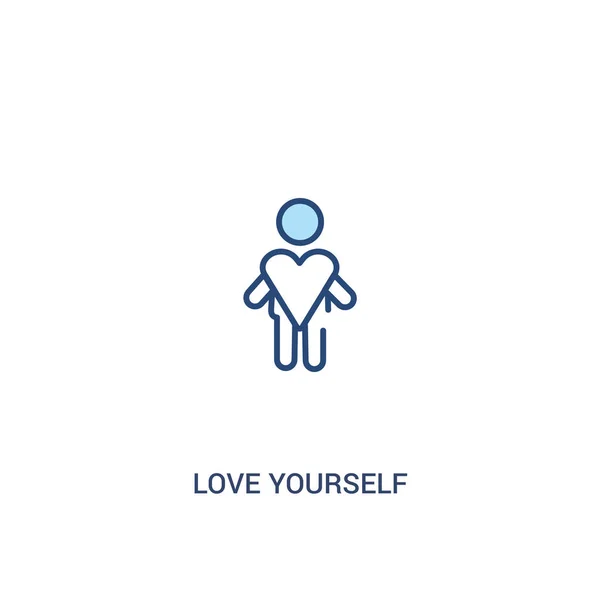 Love Yourself koncepcji 2 kolorowe ikony. prosty element liniowy Illust — Wektor stockowy