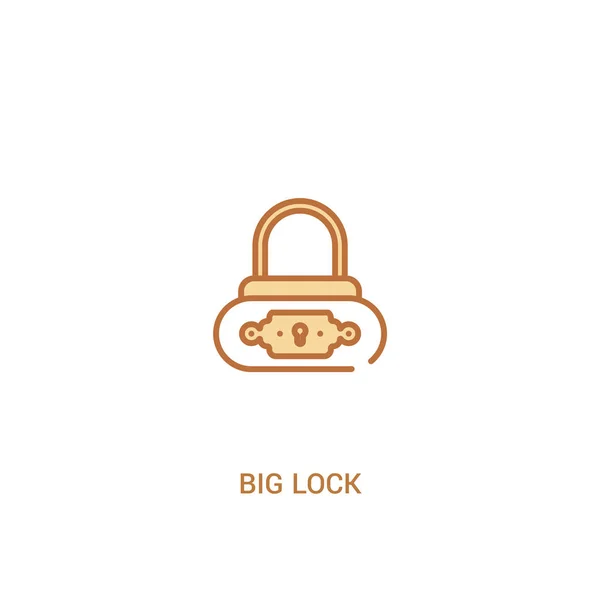 Big lock concetto 2 icona colorata. linea semplice elemento illustratio — Vettoriale Stock