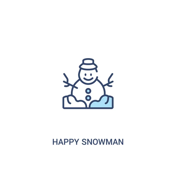 Conceito boneco de neve feliz 2 ícone colorido. elemento de linha simples illust —  Vetores de Stock